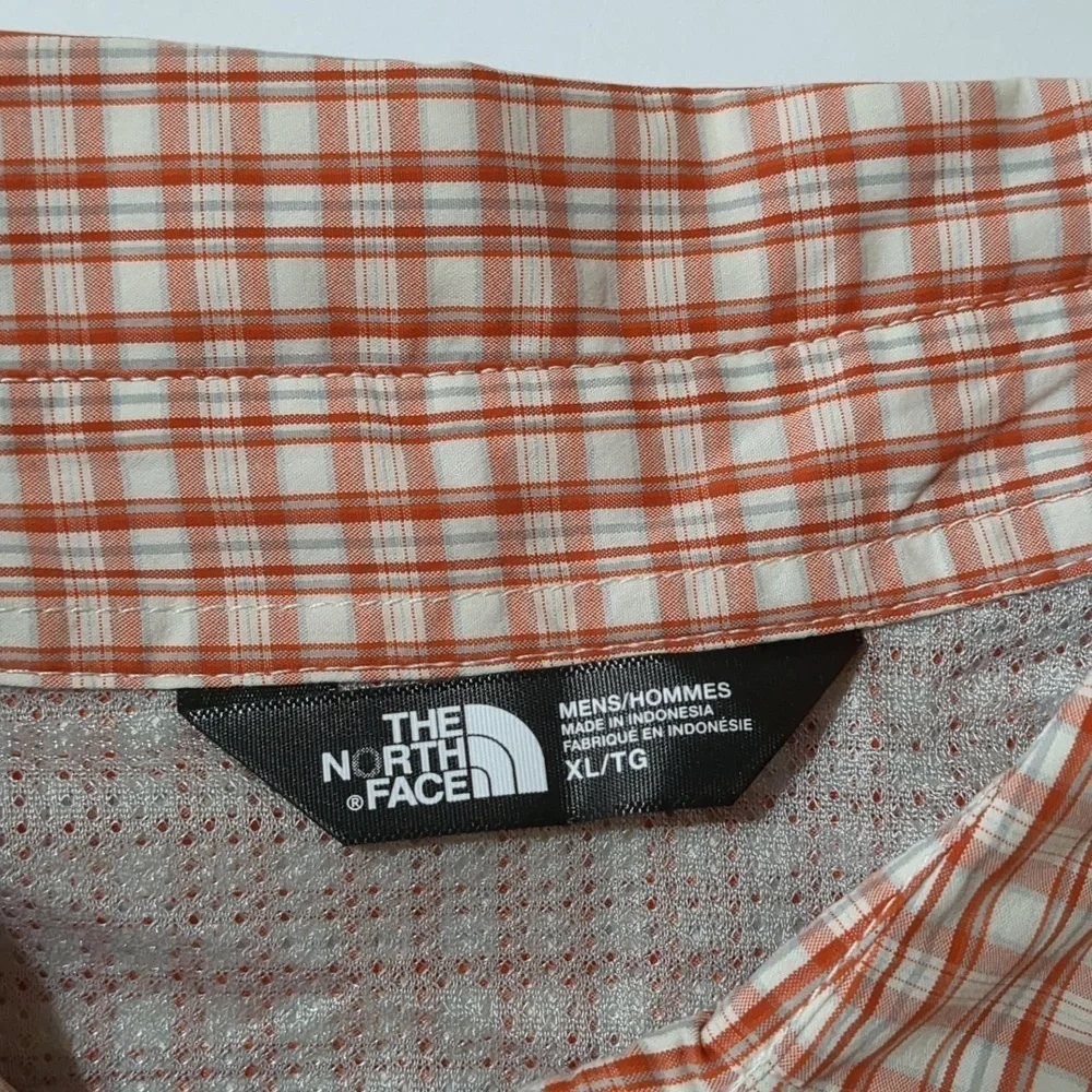 The North Face  Orange Plaid Long Sleeve Outdoor Shirt Men size XL